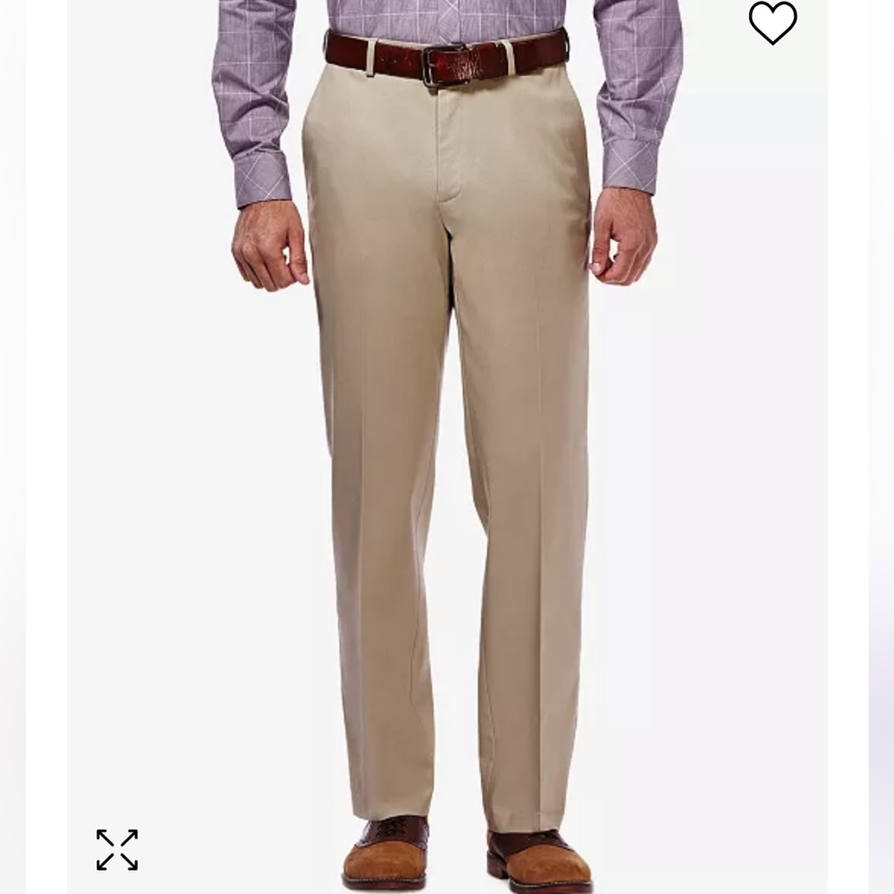 HAGGAR Premium No Iron Khaki Classic Fit Flat Front Ex Waist Pant 40x29 $65 lcsr